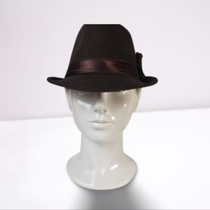 Wool Fedora Hat with Satin Floral Trim